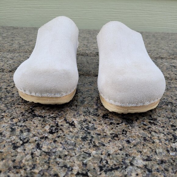 No. 6 Contour Suede Clog on Flat Base in Chalk White Suede - Picture 10 of 15